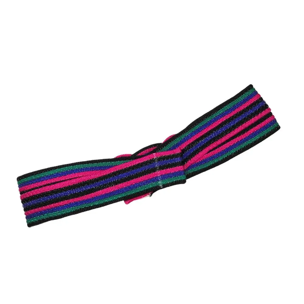 1990s Vintage Woven Braided Colorful Belt Pink Purple Green Black
